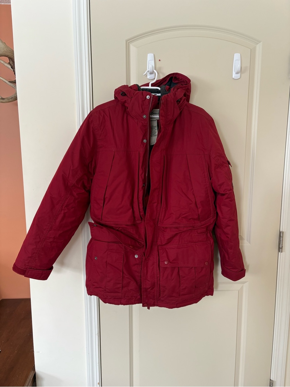 L.L. Bean Red Hooded Down Jacket